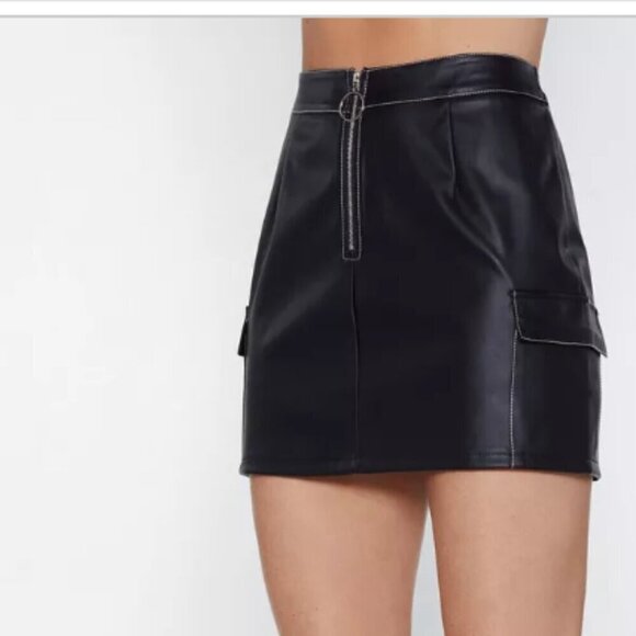 Nasty Gal Give Me a Mini Faux Leather Skirt Black NEW NWT US 4 - Picture 2 of 12